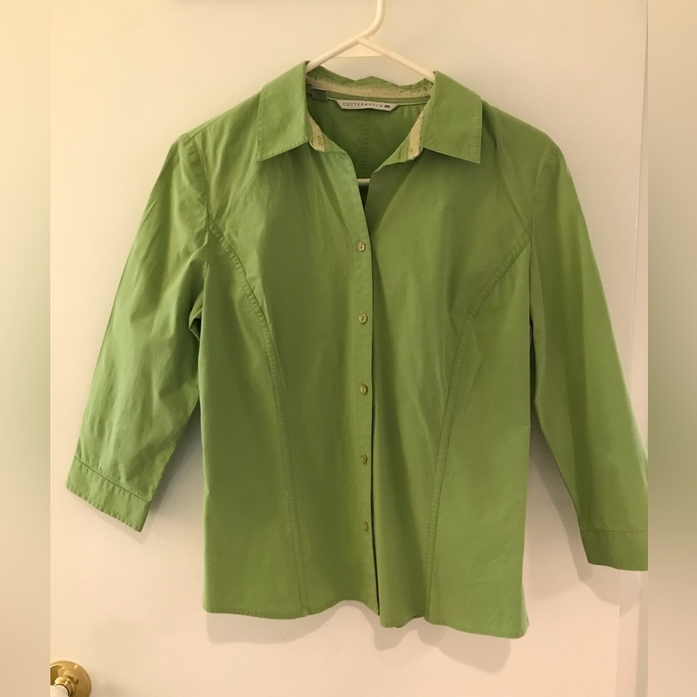 Green Cotton Cutter&Buck medium three-quarter sleeve button down shirt green
